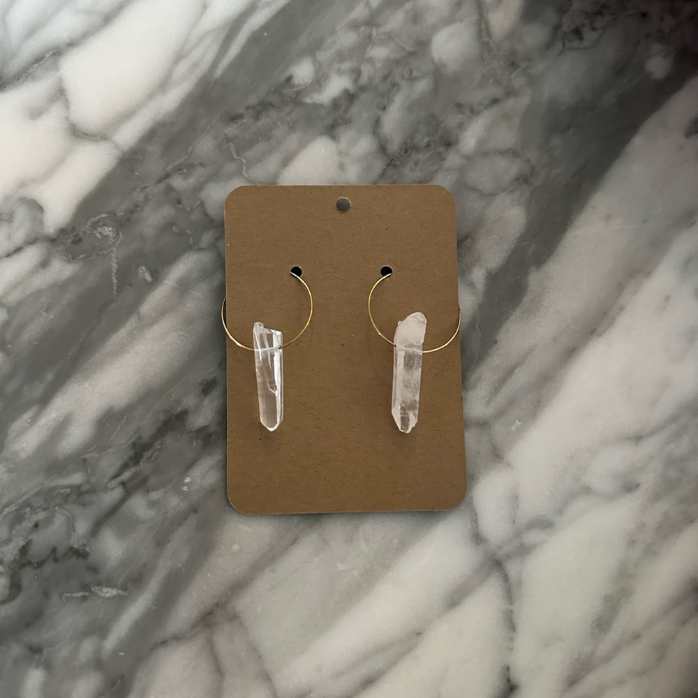 Gold Hoop Quartz Earrings